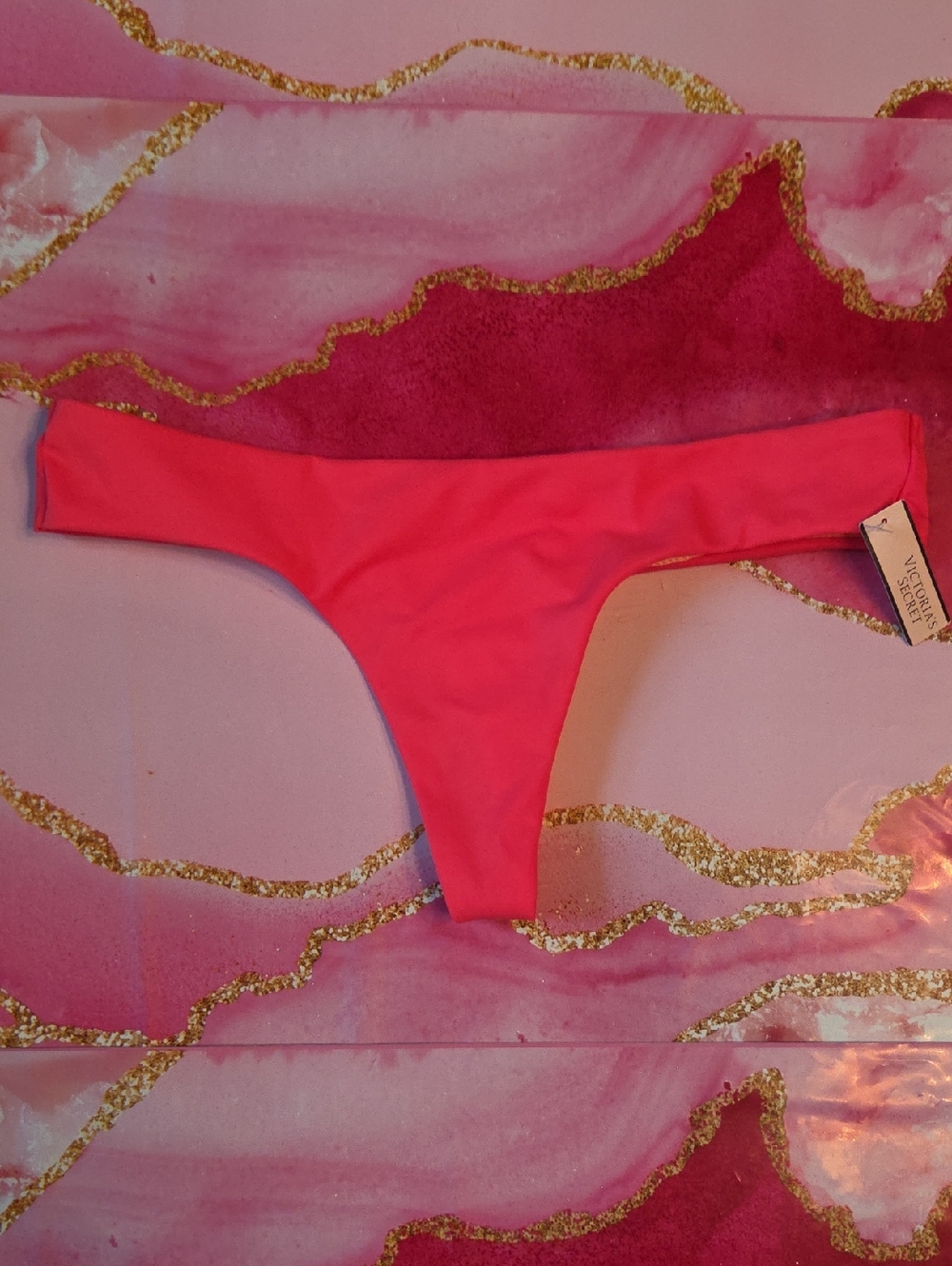Victoria Secrets Bright Coral Thong Bikini Bottom